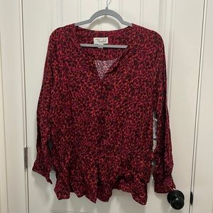 NWT Café Marrakesh Club & Resort Long Sleeved Peplum Top